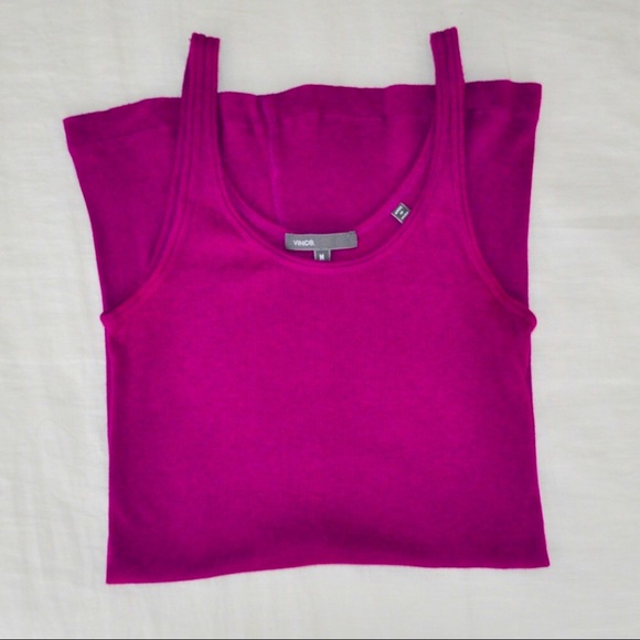 Vince Tops - Vince Ribbed Tank in Fuchsia
